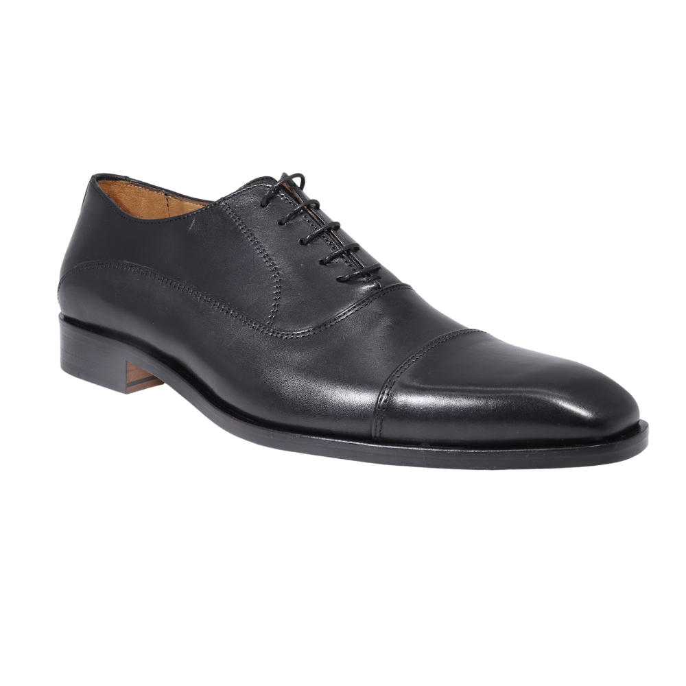 Men's genuine leather formal oxford shoe with hidden lacing system in nero/ black made in Italy exclusively for Aliverti (MF8286LNER)