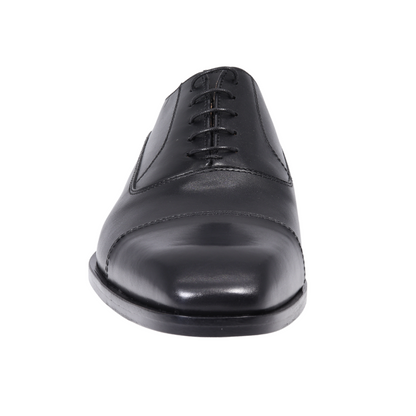 Men's genuine leather formal oxford shoe with hidden lacing system in nero/ black made in Italy exclusively for Aliverti (MF8286LNER)