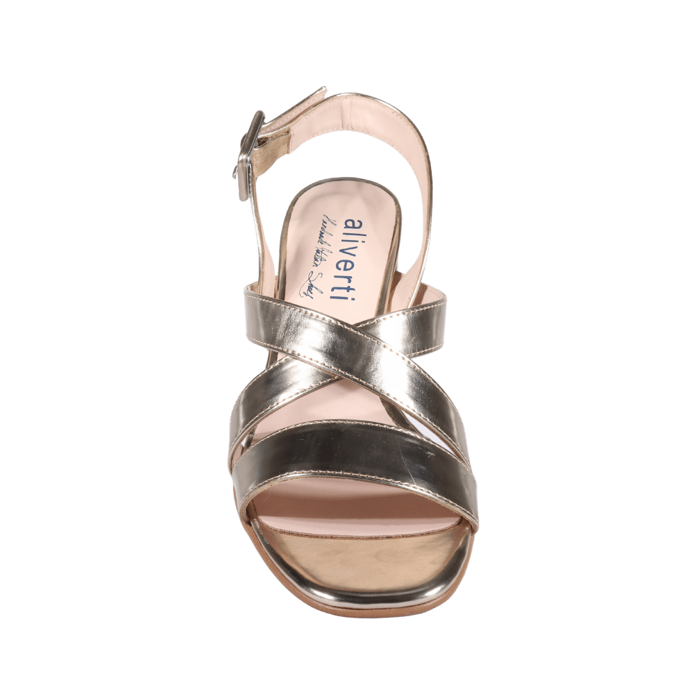 Ladies Sandal - Leather Laminated Platinum - AL101381