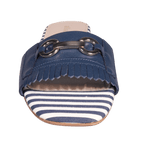 Ladies Italian Genuine Leather Striped Flat Sandal in Navy by Aliverti