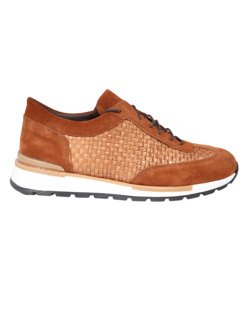 Men's Sneaker in Leather Suede Brandy Tan (DU1802SBRA)