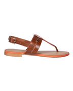 Ladies Italian Genuine Leather T-Bar Flat Sandal in Woody by Aliverti