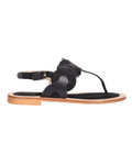 Ladies Italian Genuine Suede Leather T-Bar Flat Sandal in Nero by Aliverti