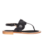 Ladies Italian Genuine Suede Leather T-Bar Flat Sandal in Nero by Aliverti