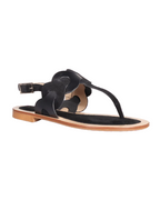 Ladies Italian Genuine Suede Leather T-Bar Flat Sandal in Nero by Aliverti