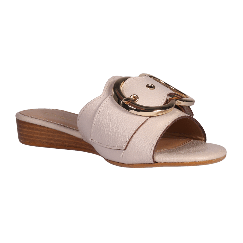Mini Wedge Leather Sandal in Beige by Aliverti