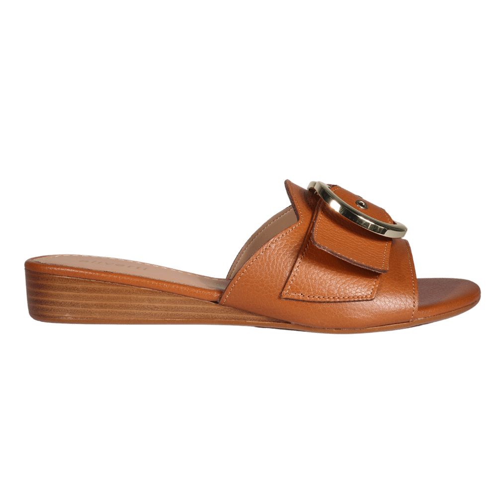 Mini Wedge Leather Sandal in Cuoio by Aliverti