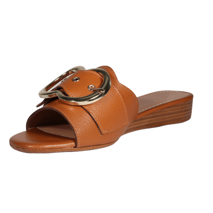 Mini Wedge Leather Sandal in Cuoio by Aliverti