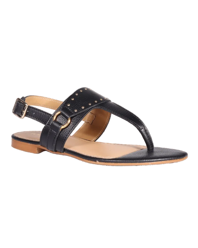 Women's Stud Detail Sandal in Leather Black (AL19106)