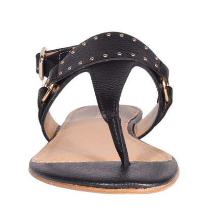 Ladies Stud Detail Sandal - Leather Black - AL19106