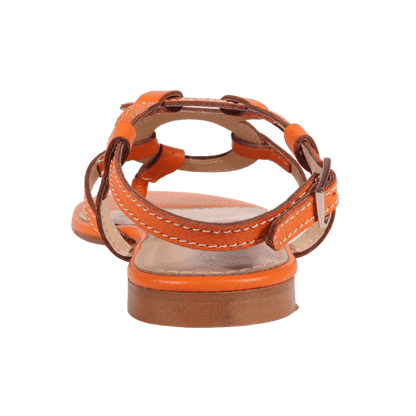 Ladies Italian Genuine Calf Leather Flat Sandal in Orange by Aliverti