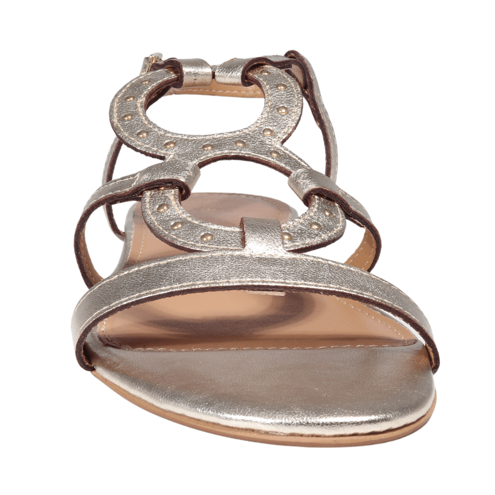 Ladies genuine leather Italian summer sandals in platinum made in Italy exclusively for Aliverti (LO19133MPLA)