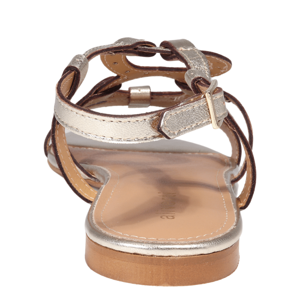 Ladies genuine leather Italian summer sandals in platinum made in Italy exclusively for Aliverti (LO19133MPLA)
