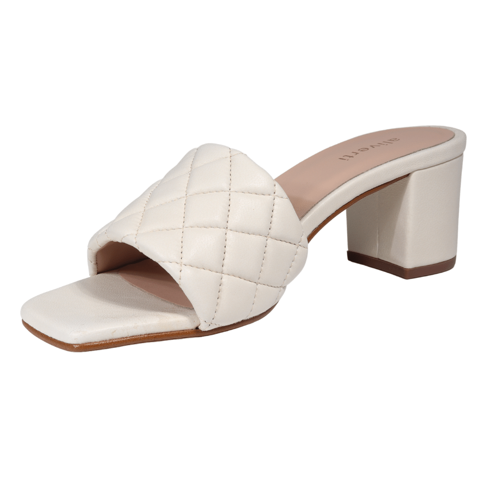 LO19295CRE - Ladies Block Heel Cream