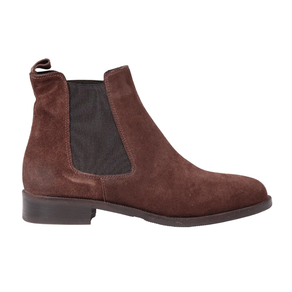 Women's Classic Chelsea Boot in Calf Leather Suede Ebano Dark Brown- GC2030