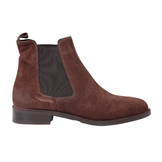 Women's Classic Chelsea Boot in Calf Leather Suede Ebano Dark Brown- GC2030