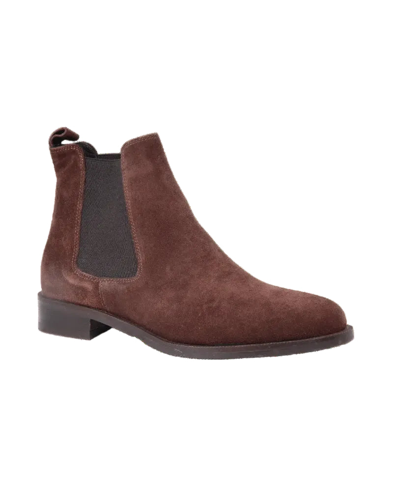 Women's Chelsea Boot in Leather Suede Ebano Dark Brown (GC2030)