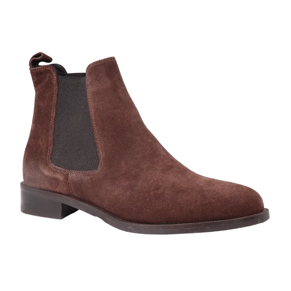 Women's Classic Chelsea Boot in Calf Leather Suede Ebano Dark Brown- GC2030