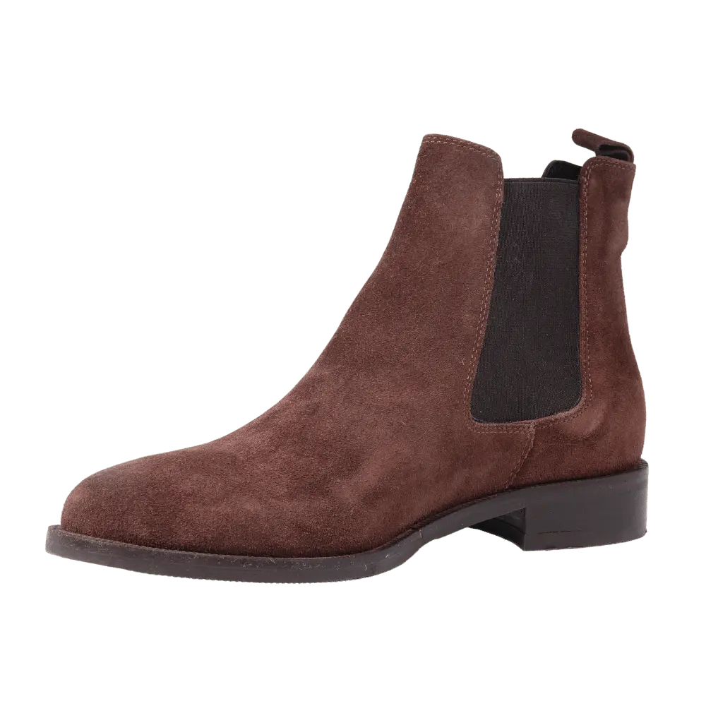 Women's Classic Chelsea Boot in Calf Leather Suede Ebano Dark Brown- GC2030