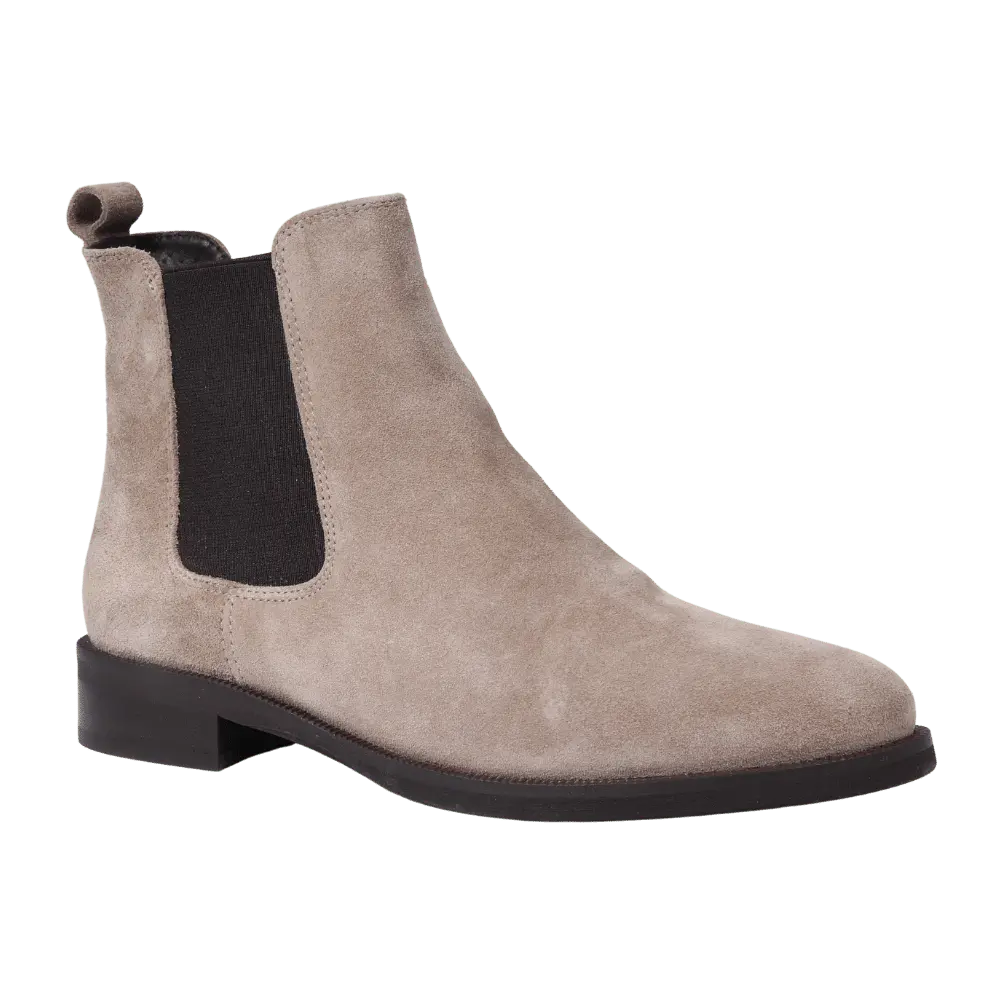 Women's Classic Chelsea Boot in Calf Leather Suede Taupe - GC2030