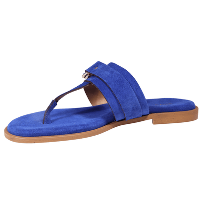 Ladies genuine leather Italian T-bar summer sandals in blue made in Italy exclusively for Aliverti (LO20601BLU)