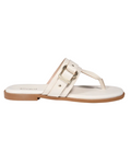 Ladies genuine leather Italian T-bar summer sandals in beige/white made in Italy exclusively for Aliverti (LO20601BEI)