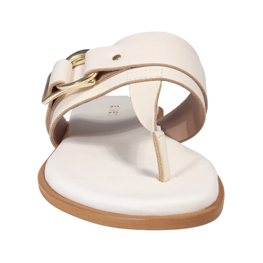 Ladies genuine leather Italian T-bar summer sandals in beige/white made in Italy exclusively for Aliverti (LO20601BEI)