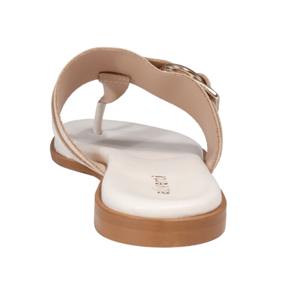 Ladies genuine leather Italian T-bar summer sandals in beige/white made in Italy exclusively for Aliverti (LO20601BEI)