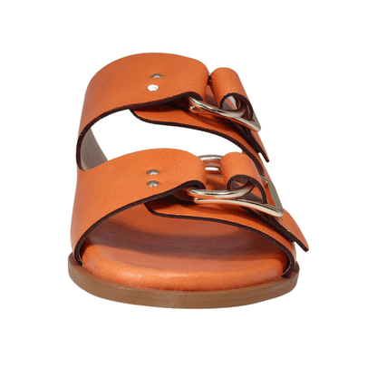 Ladies genuine leather Italian summer sandals in arancio/ orange made in Italy exclusively for Aliverti (LO20602ARA)