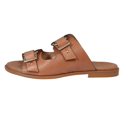 Ladies genuine leather Italian summer sandals in cuoio/ brown made in Italy exclusively for Aliverti (LO20602CUO)