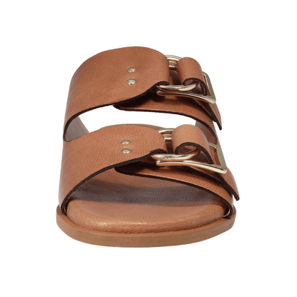 Ladies genuine leather Italian summer sandals in cuoio/ brown made in Italy exclusively for Aliverti (LO20602CUO)