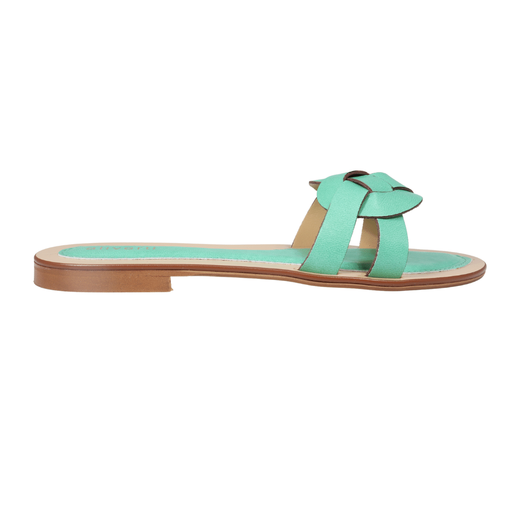 Ladies genuine leather summer sandals in verde/ mint made in Italy exclusively for Aliverti