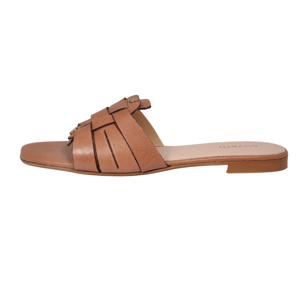 Ladies genuine leather Italian summer sandals in colonial brown made in Italy exclusively for Aliverti (LO21297COL)