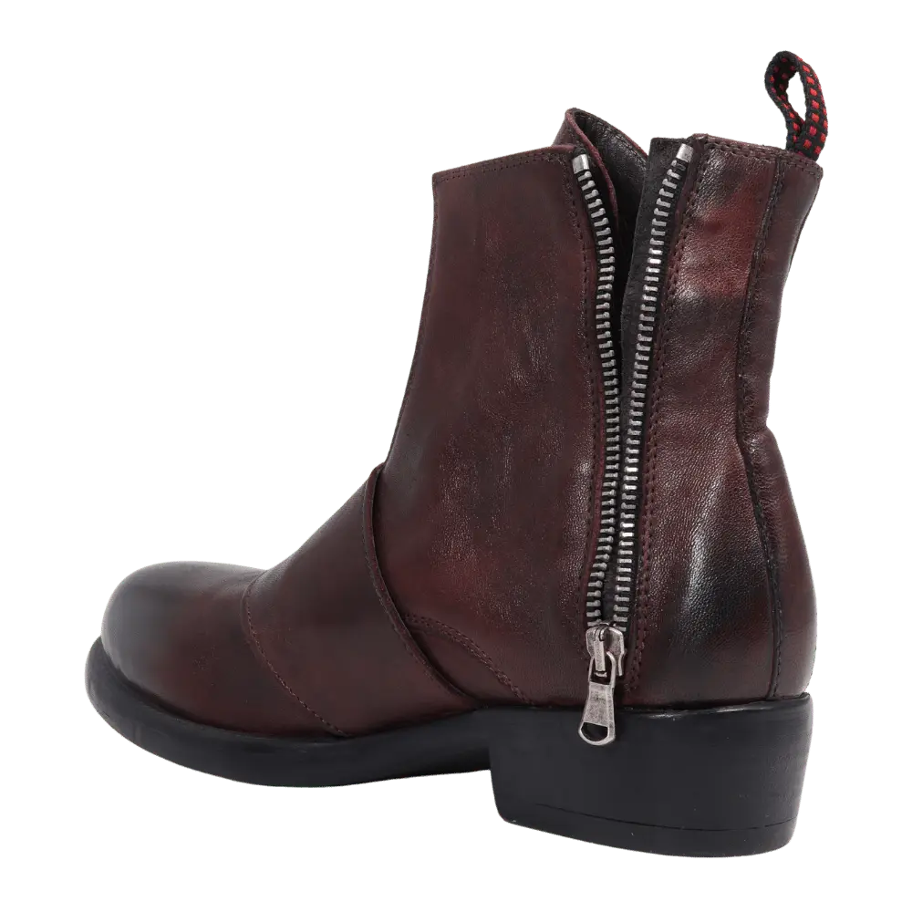 Women's Ankle Boot with Double Zip in Calf Leather Bruciato Dark Brown (JPD3609/4)