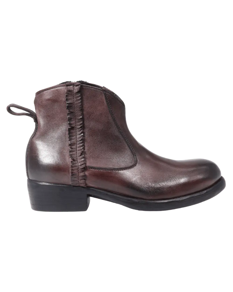 Women's Ankle Boot with Zip in Calf Leather Bronzato Dark Brown (JPD3609/6)