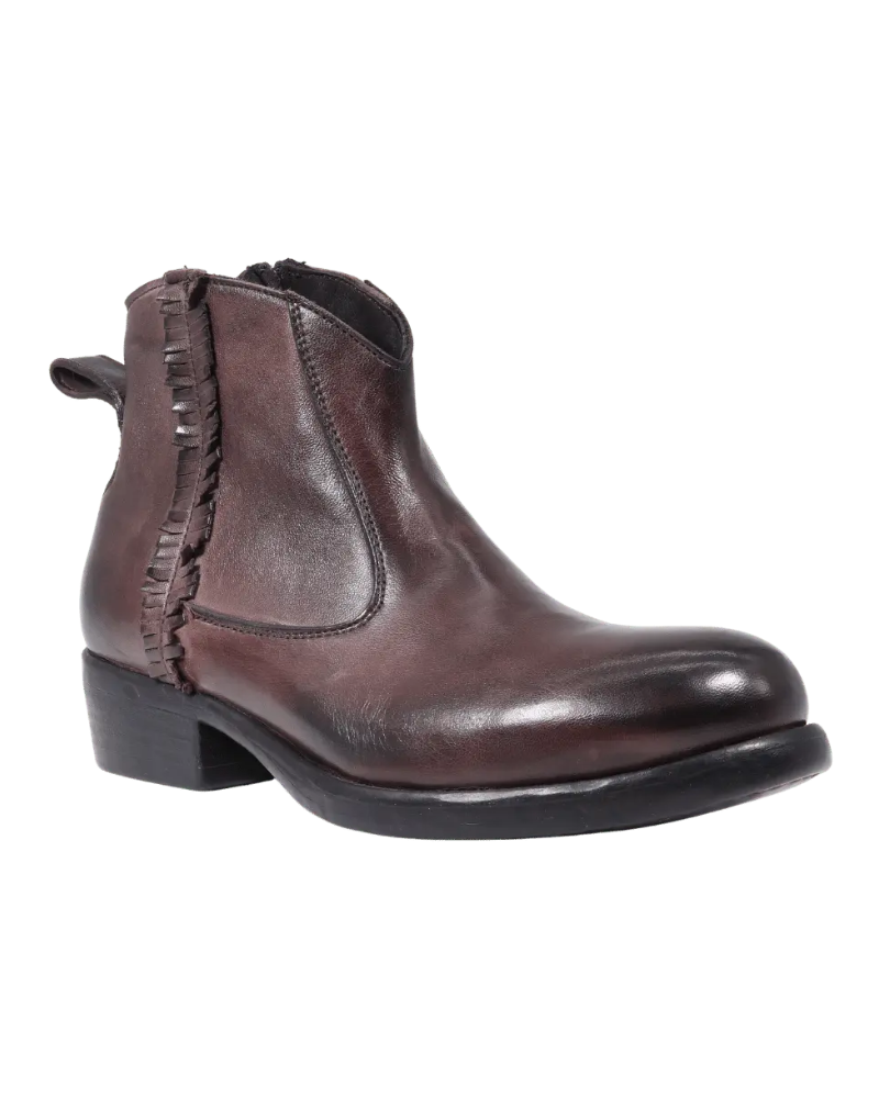 Women's Ankle Boot with Zip in Calf Leather Bronzato Dark Brown (JPD3609/6)
