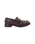 Women's Buckle Moccasin in Leather Printed Crocco Testa di Moro Dark (JPD36494/2)