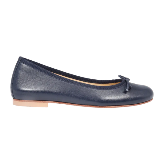 Ladies Genuine Leather Classic Ballerina Pump with Wedge Heel in Navy by Aliverti (AL485Z)