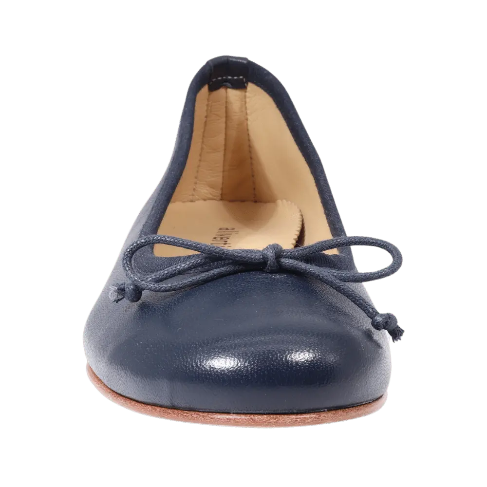 Ladies Genuine Leather Classic Ballerina Pump with Wedge Heel in Navy by Aliverti (AL485Z)