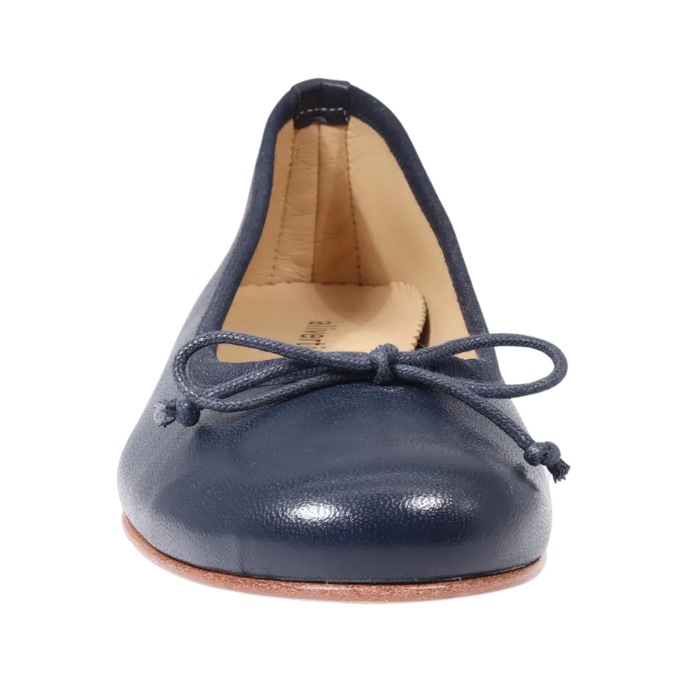 Ladies Italian Genuine Leather Classic Wedge Heeled Ballerina Pump in Navy by Aliverti