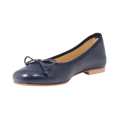 Ladies Genuine Leather Classic Ballerina Pump with Wedge Heel in Navy by Aliverti (AL485Z)