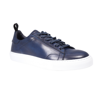 Men's Genuine Leather Flat Sole Sneaker in Blue by Aliverti (DU5000)