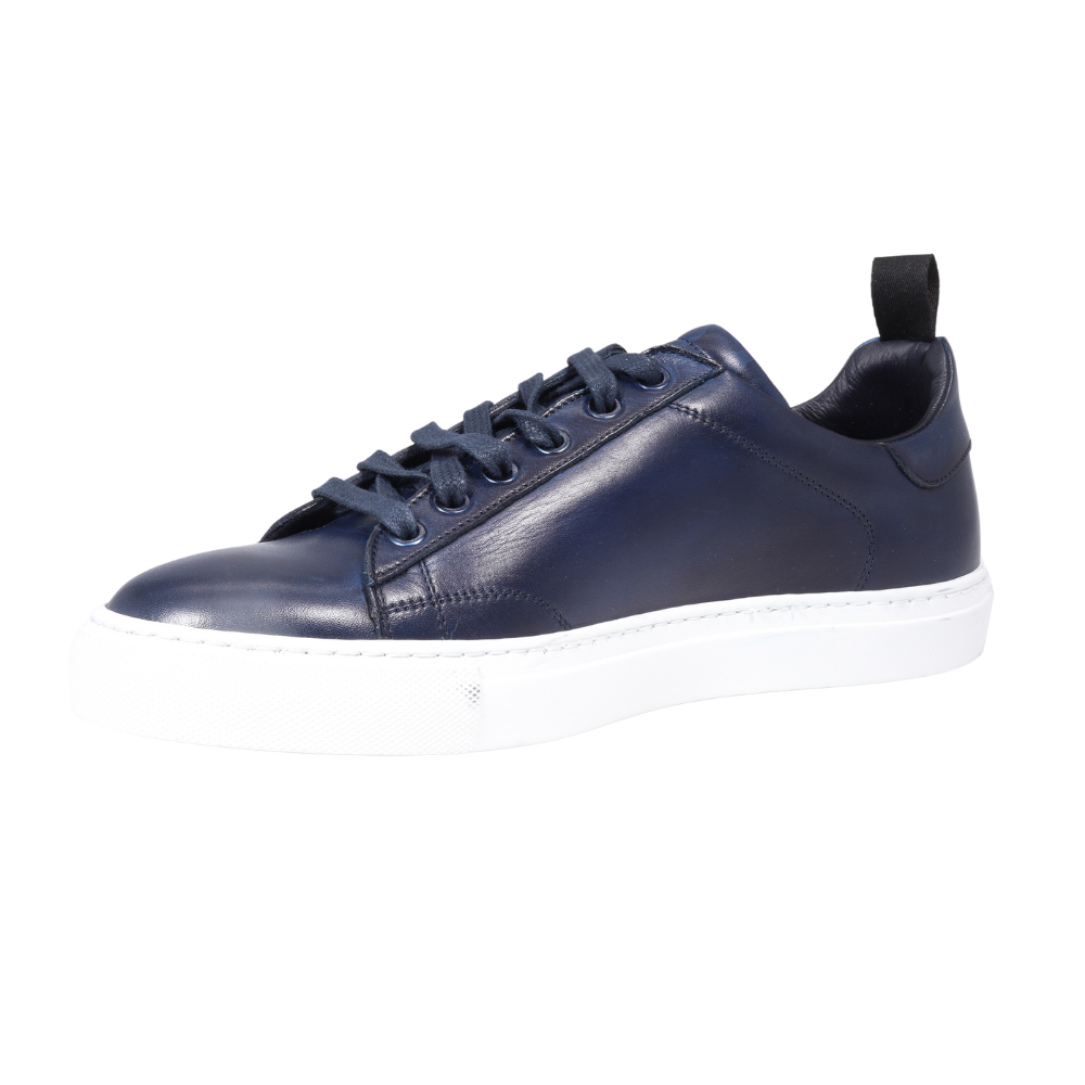 Men's Genuine Leather Flat Sole Sneaker in Blue by Aliverti (DU5000)