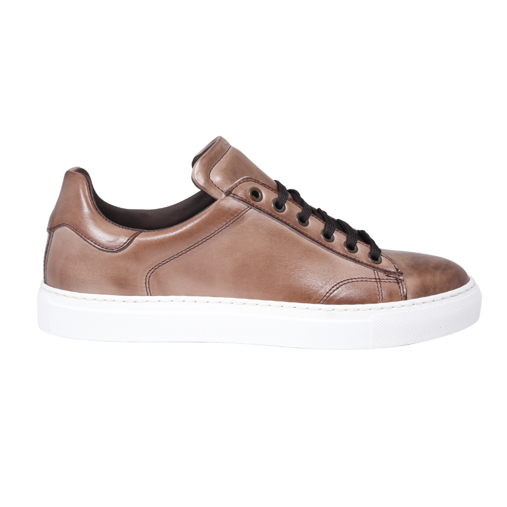Men's genuine leather plimsole sneaker in taupe made in Italy exclusively for Aliverti (DU5000TAU)