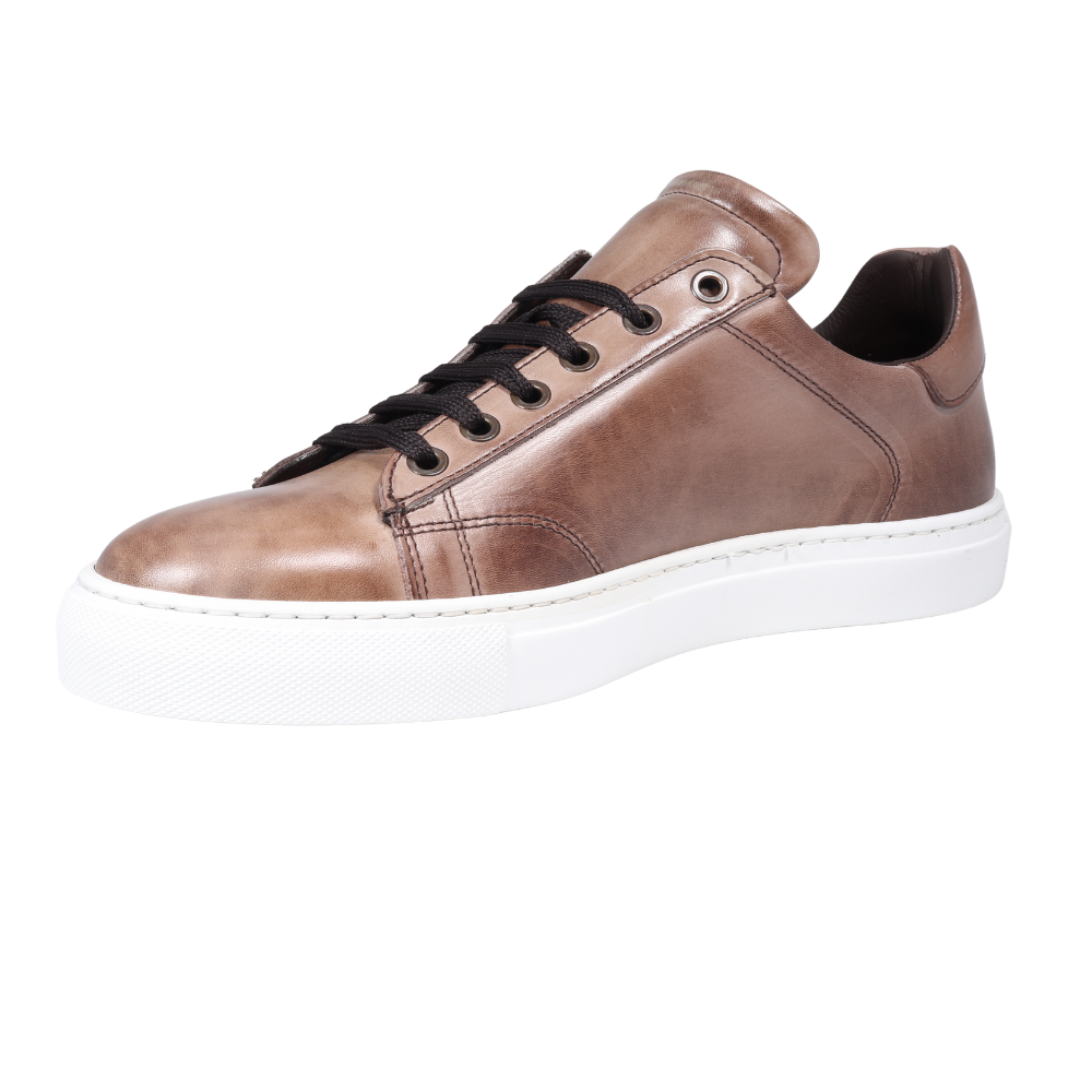 Men's genuine leather plimsole sneaker in taupe made in Italy exclusively for Aliverti (DU5000TAU)