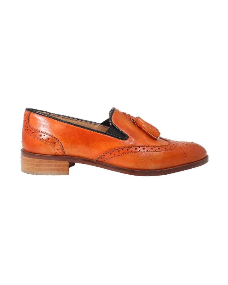 Leather Brogues with Tassels in Arancio (DU6000)