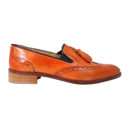 Leather Brogues with Tassels in Arancio (DU6000)