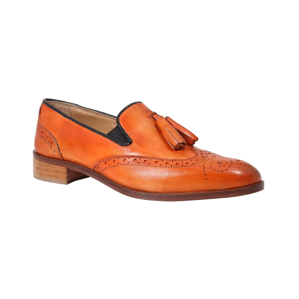 Leather Brogues with Tassels in Arancio (DU6000)