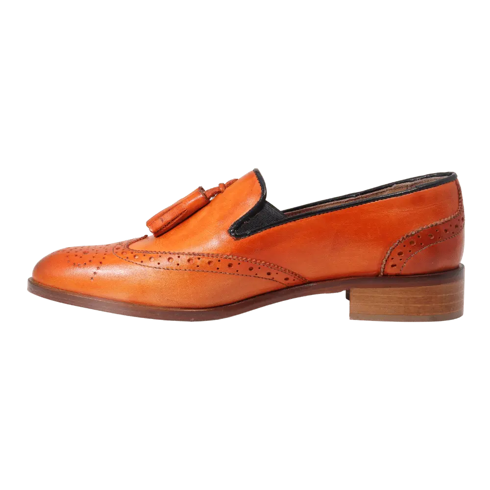 Leather Brogues with Tassels in Arancio (DU6000)