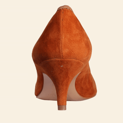 Ladies Italian Genuine Suede Leather Classic Court High Heel in Caramel by Aliverti